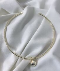 Topçuk Detay Ayarlanabilir Gold Choker Kolye