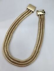 Özel Seri Çoklu Görünüm Tırtıklı Gold Boru Plaka Kolye (48cm)