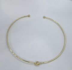 Özel Seri Düğüm Detay Gold Tel Choker Kolye