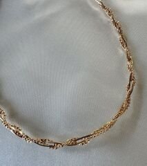 İthal Gold Zirkon Taş Çevrili Burgu Model Choker Kolye