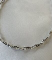 İthal Gümüş Zirkon Taş Çevrili Burgu Model Choker Kolye